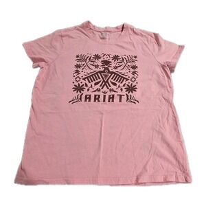 Ariat Real Relaxed Fiesta Logo Tee in bridal rose Womens Large T Shirt Western